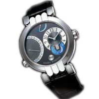 Harry Winston Watch Excenter Timezone (WG / Grey / Leather)