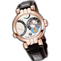 Harry Winston watches Excenter Timezone (RG / White / Leather)