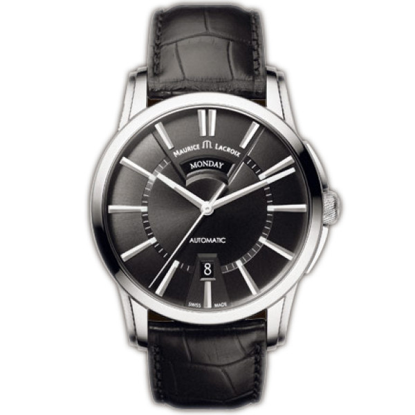 Maurice Lacroix watches Pontos Day/Date (SS / Black / Leather)