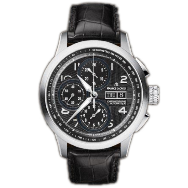 Maurice Lacroix watches Masterchrono (SS / Black / Leather)
