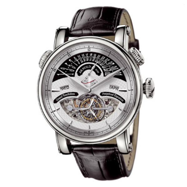 Arnold &amp; Son Watch Grand Tourbillon Perpetual white gold silver dial Limited Edition 10