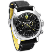 Officine Panerai Watch Ferrari Scuderia Flyback (SS / Black / Leather)