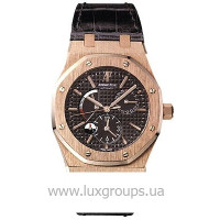 Audemars Piguet Watch Royal Oak Dual Time (PG / Black / Leather)