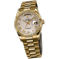 Rolex Watch Day-Date 36mm President Yellow Gold - Fluted Bezel ivory pyramid dial