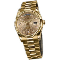 Годинники Rolex Day-Date 36mm President Yellow Gold - Fluted Bezel champagne ювілейний циферблат Diamond