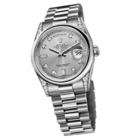 Rolex Watch Day-Date 36mm President Platinum - Domed Bezel Case Diamond