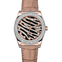 Годинники Rolex Datejust 36 мм - рожеве золото - діамантовий безель - шкіра