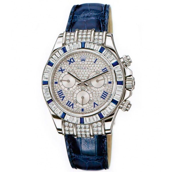 Rolex watches Daytona White Gold - Diamond Bezel 12 sapphires Pave Diamonds Dial