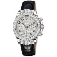 Rolex Watch Daytona White Gold - Baguette Diamond Bezel-Pave diamond dial