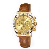 Rolex watches Daytona Yellow Gold - Leather Strap Champagne Dial