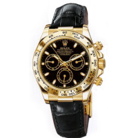 Rolex watches Daytona Yellow Gold - Leather Strap Black Dial