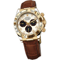 Rolex watches Cosmograph Daytona Yellow Gold - Leather Strap ivory dial black subdials