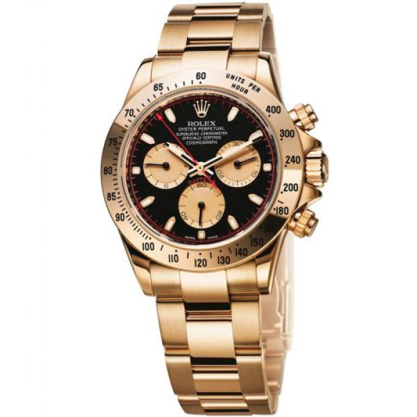 Rolex watches Cosmograph Daytona Yellow Gold black dial with champagne subdials