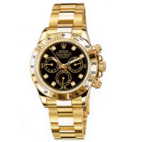 Rolex Watch Daytona Yellow Gold - Bracelet Black Dial Diamond