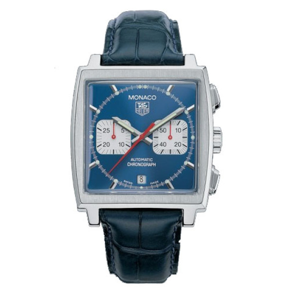 Tag Heuer Watch Monaco Automatic Chronograph (SS / Blue / Leather)