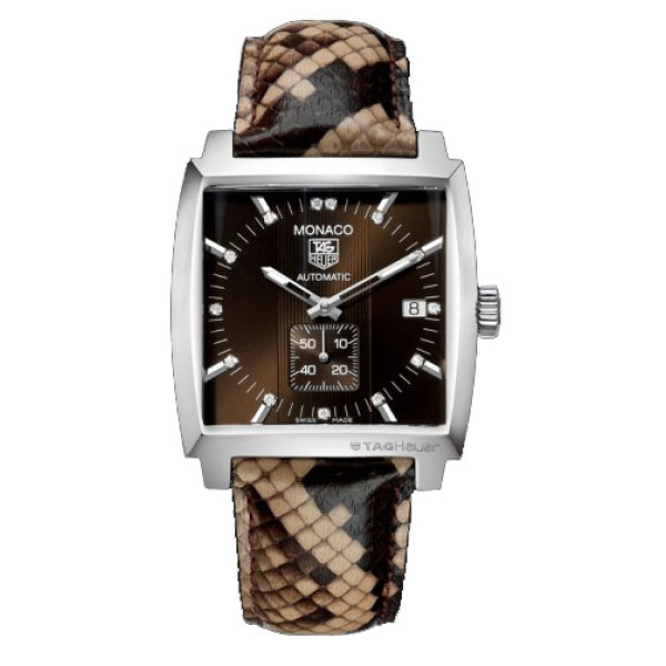 Tag Heuer Watch Monaco Automatic (SS / Brown-Diamonds / Leather)