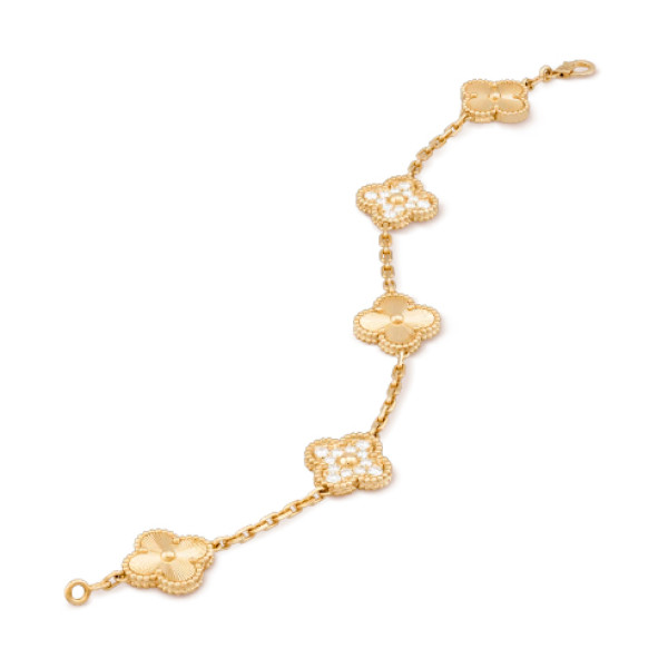 Браслет Van Cleef & Arpels Vintage Alhambra, желтое золото, бриллианты
