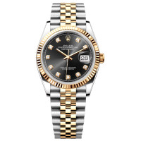 Rolex Datejust 36 Steel YG Black Diamond Set Dial Jubilee