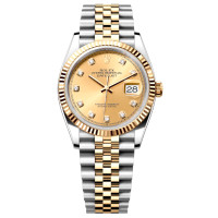 Rolex Datejust 36 Steel YG Champagne Diamond Set Dial Jubilee