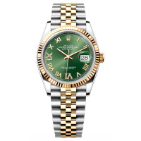Rolex Datejust 36 Steel YG Olive-green Diamond-set Dial Jubilee