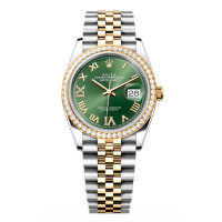 Rolex Datejust 36 Steel YG Diamonds Olive-green Jubilee