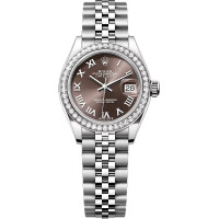 Rolex Lady-Datejust 28 Steel WG Diamonds Dark Grey Jubilee
