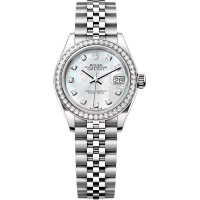 Rolex Lady-Datejust 28 Steel WG Diamonds Mother-of-pearl Diamond-set dial Jubilee