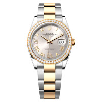 Rolex Datejust 36 Steel YG Diamonds Silver Oyster