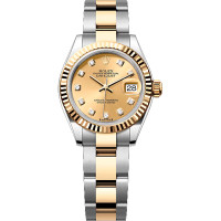 Rolex Lady-Datejust 28 Steel YG Champagne Diamond-set dial Oyster