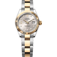 Rolex Lady-Datejust 28 Steel YG Silver Diamond-set dial Oyster