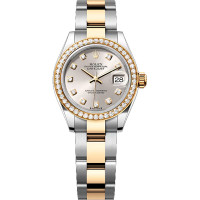 Rolex Lady-Datejust 28 Steel YG Diamonds Silver Diamond-set dial Oyster