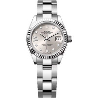 Rolex Lady-Datejust 28 Steel WG Silver Diamond-set dial Oyster