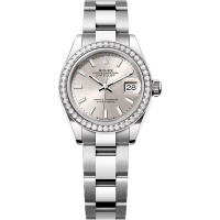 Rolex Lady-Datejust 28 Steel WG Diamonds Silver Oyster