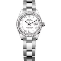 Rolex Lady-Datejust 28 Steel WG Diamonds White Oyster