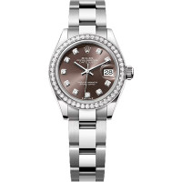 Rolex Lady-Datejust 28 Steel WG Diamonds Dark Grey Diamond-set dial Oyster