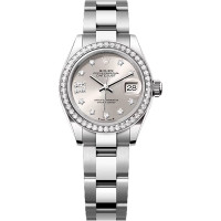 Rolex Lady-Datejust 28 Steel WG Diamonds Silver Diamond-set dial Oyster