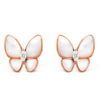 Сережки Van Cleef & Arpels Two Butterfly, рожеве золото, перламутр, діаманти