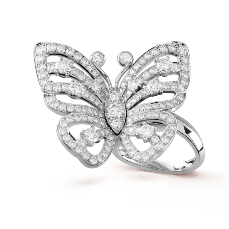 Кольцо Van Cleef & Arpels Flying Butterfly, белое золото, бриллианты