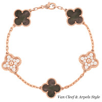 Браслет Van Cleef & Arpels Vintage Alhambra, розовое золото, бриллианты, перламутр