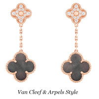 Сережки Van Cleef & Arpels Vintage Alhambra, рожеве золото, діаманти, перламутр