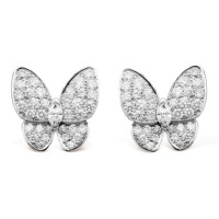Сережки Van Cleef & Arpels Two Butterfly, біле золото, діаманти