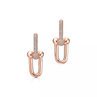 Сережки Tiffany HardWear Large Link, рожеве золото, діаманти