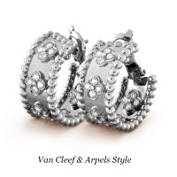 Сережки Van Cleef & Arpels Perlée, біле золото, діаманти