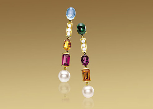 Серьги Bulgari Allegra, желтое золото, бриллианты, разноцветные камни Серьги Bulgari Allegra, желтое золото, бриллианты, разноцветные камни