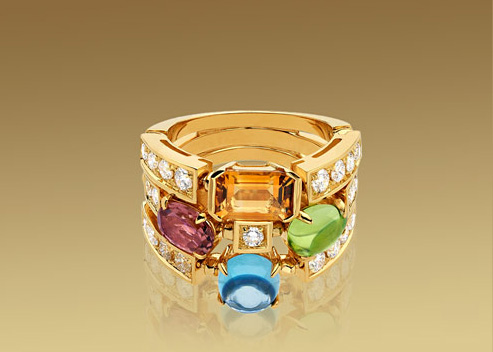 Кольцо Bulgari Allegra, желтое золото, бриллианты, разноцветные камни Кольцо Bulgari Allegra, желтое золото, бриллианты, разноцветные камни