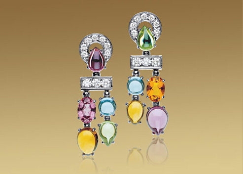 Серьги Bulgari Allegra, белое золото, бриллианты, разноцветные камни Серьги Bulgari Allegra, белое золото, бриллианты, разноцветные камни