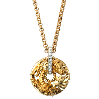 Подвеска Carrera y Carrera Circulos de Fuego Shanghai Mini, белое, желтое золото, бриллианты Подвеска Carrera y Carrera Circulos de Fuego Shanghai Mini, белое, желтое золото, бриллианты