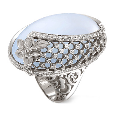 Кольцо Carrera y Carrera Sierpes, белое золото, бриллианты, халцедон Кольцо Carrera y Carrera Sierpes, белое золото, бриллианты, халцедон