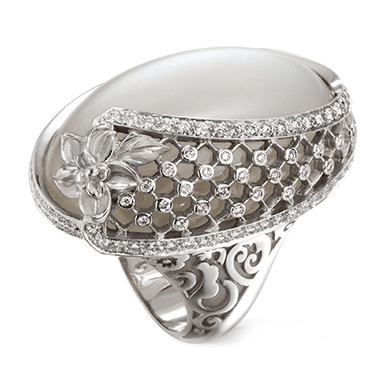 Кольцо Carrera y Carrera Sierpes, белое золото, бриллианты, лунный камень Кольцо Carrera y Carrera Sierpes, белое золото, бриллианты, лунный камень