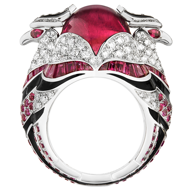 Кольцо Boucheron Animals Chinha, белое золото, рубеллит, бриллианты, рубины Кольцо Boucheron Animals Chinha, белое золото, рубеллит, бриллианты, рубины